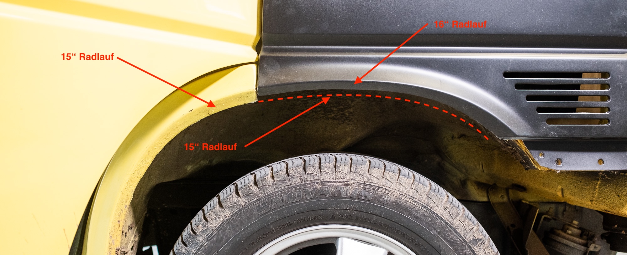 VW T4 Kotflügel: Unterschied zwischen 15- und 16-Zoll Radläufen einfach erklärt